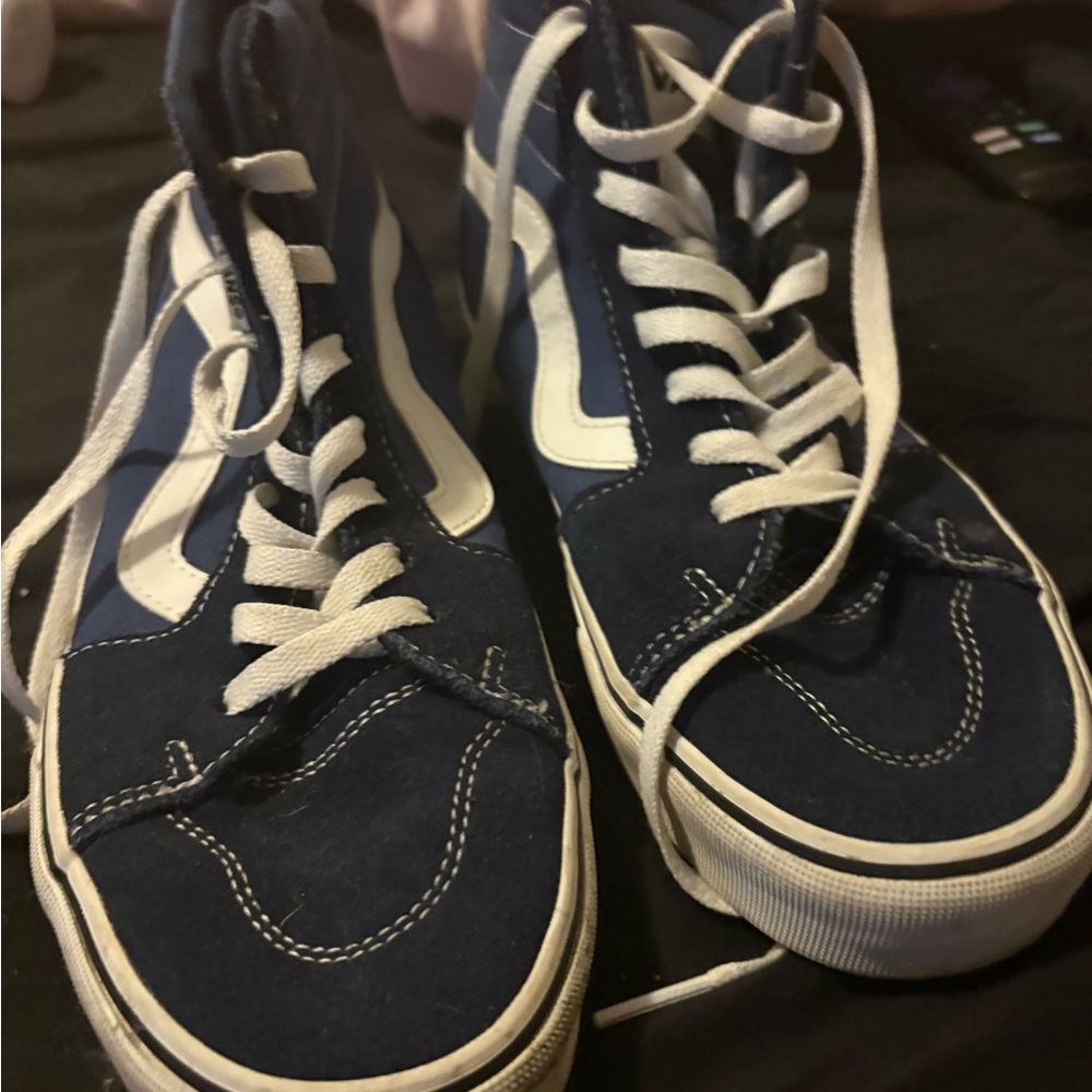 Vans Blue and White High-Top Sneakers